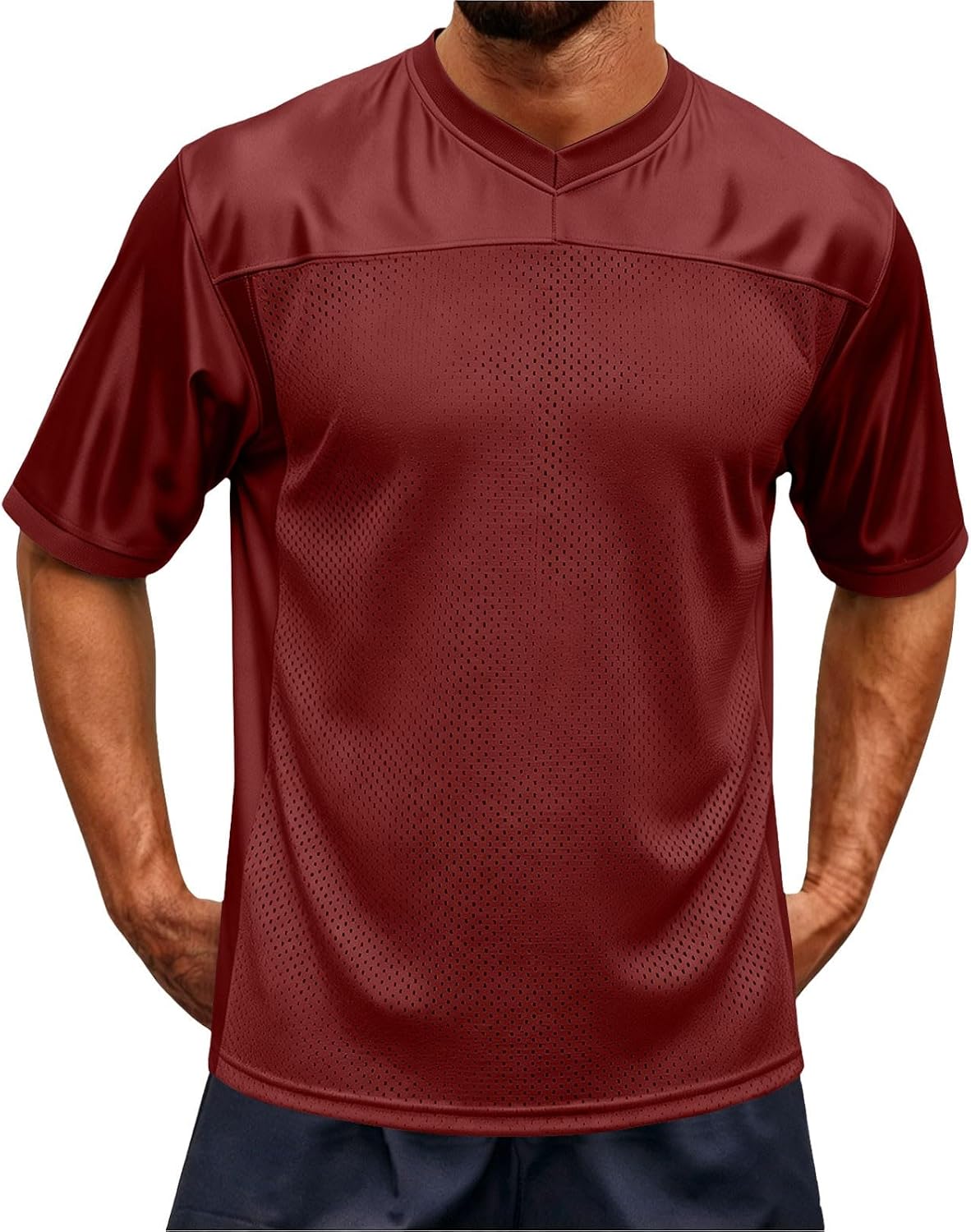 Soccer-Balls Blank Jerseys Mesh Athletic Soccer-Balls Shirt Practice Sports Uniform, Breathable V Neck Short Jersey