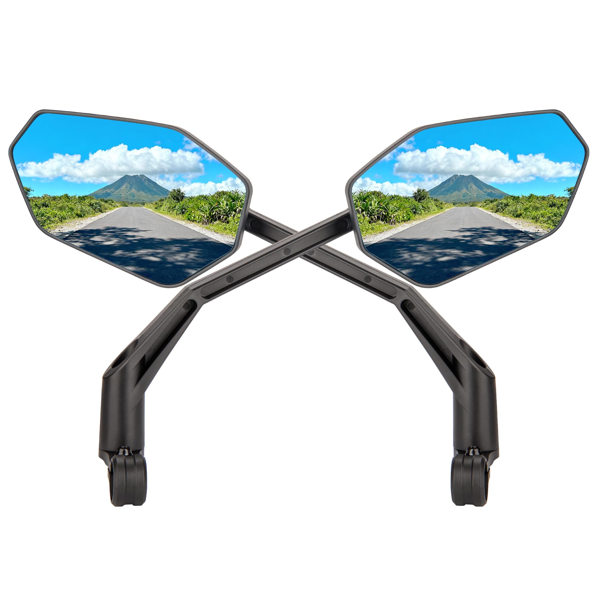 PINNAMAX Bike Mirror Handlebar Mount - E Bike Mirrors 360°Adjustable Anti-shake - Bicycle Rear View Mirror Compatible with Mountain Bikes, E-bikes, Scooter (L+R))