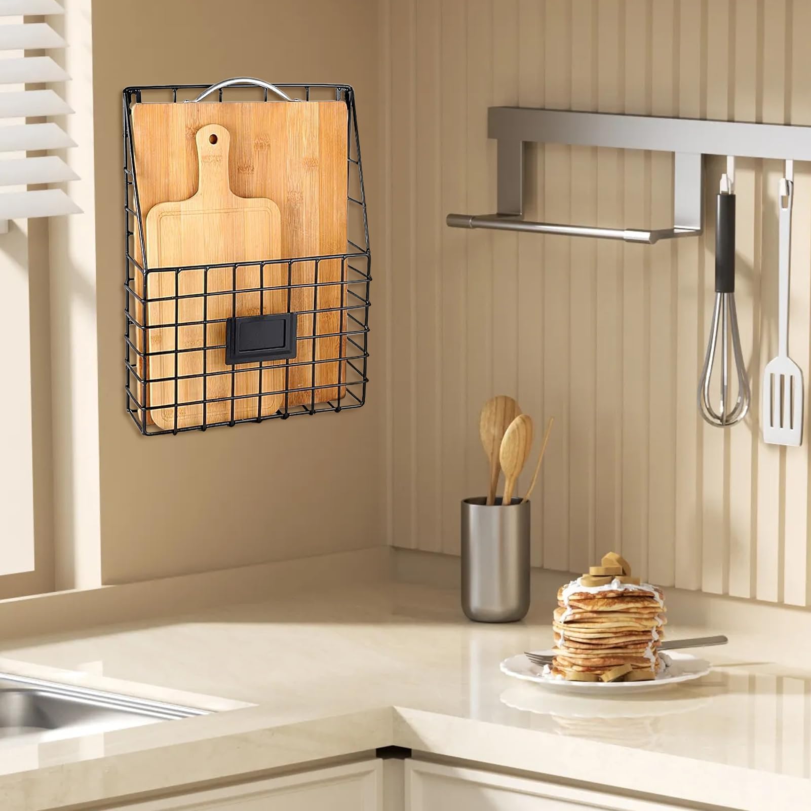 Porta documenti da parete in metallo e disco in vinile, 28 x 9 x 40 cm, elegante scaffale per casa, ufficio, ingresso, bagno, cucina.