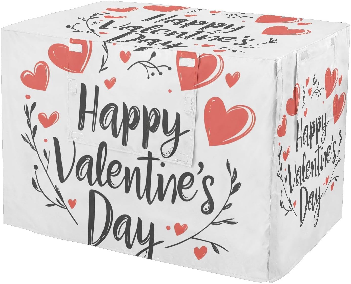 Happy Valentine's Day Dog Crate Cover S-XL Windproof Pet Kennel Cover with Mesh Windows, Reduces Barking, Large