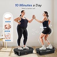 Vista 4 de MERACH Vibration Plate Exercise Machine, Vibration Plate for Lymphatic Drainage Weight Loss, Vibrating Plate Exercise Machine with Bluetooth and LED