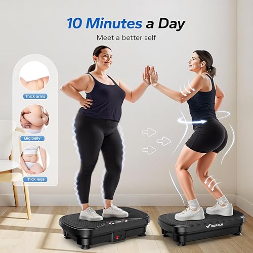 Miniatura 4 de MERACH Vibration Plate Exercise Machine, Vibration Plate for Lymphatic Drainage Weight Loss, Vibrating Plate Exercise Machine with Bluetooth and LED