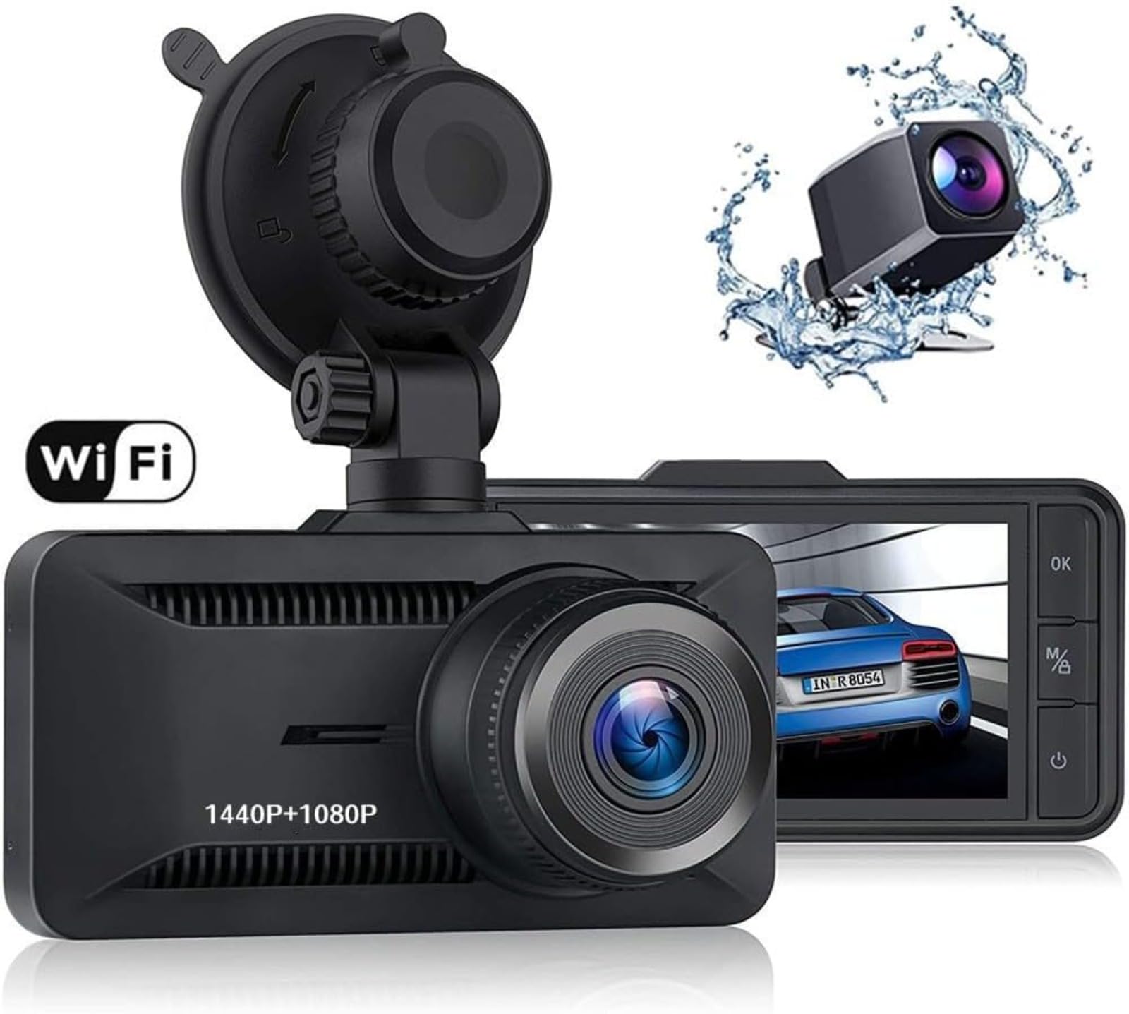 Oryzom Dashcam 4K Pro Enregistrement Ultra HD caméras Avant/arrière Capteur G WDR Vision Nocturne Surveillance 24h/24 1080P 32Go