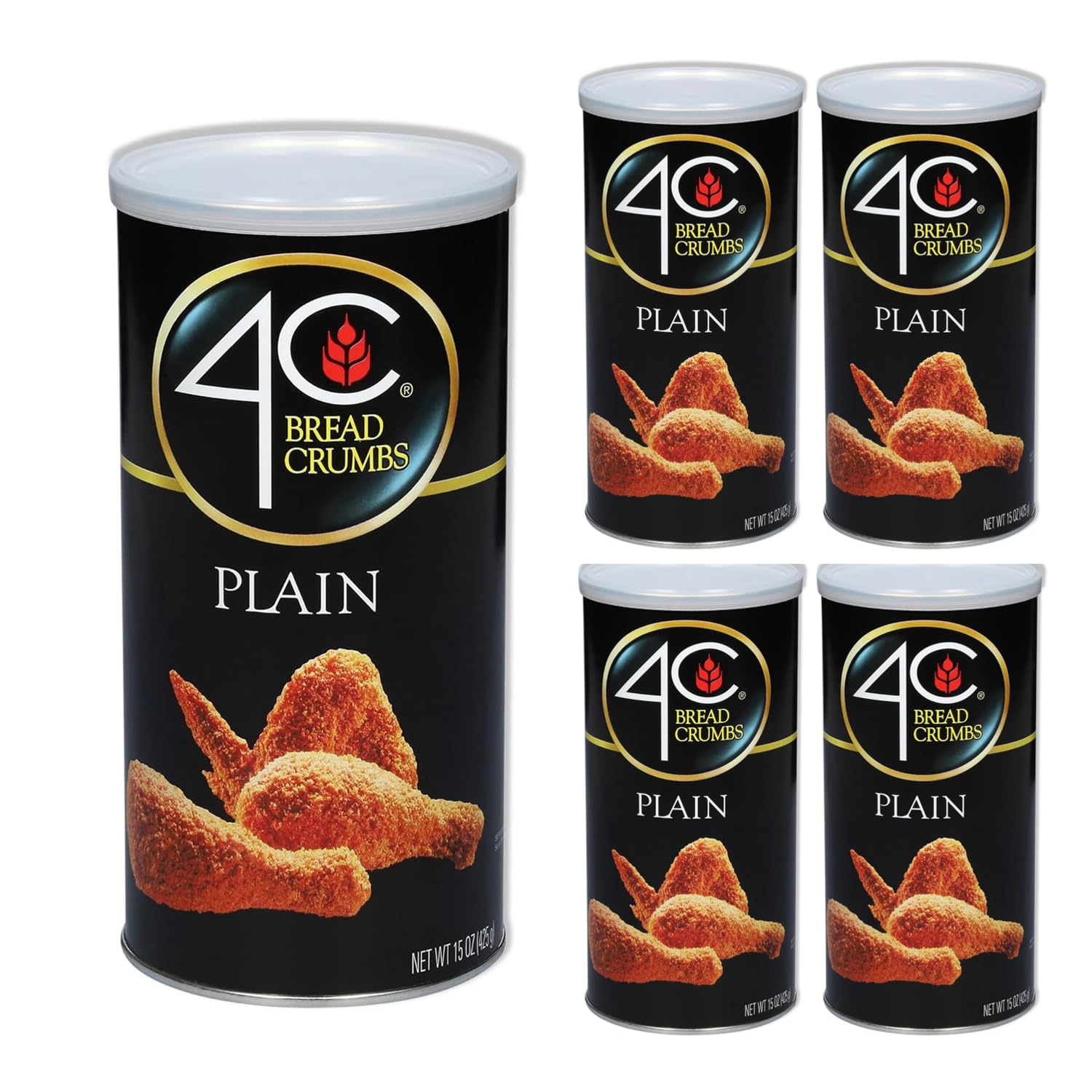 4C Premium Bread Crumbs, Plain 5 Pack, 15 Ounce
