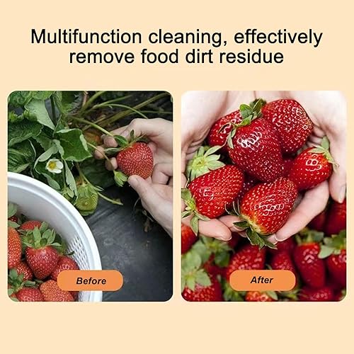 Miniatura 2 de Lavadora de frutas y verduras, cesta eléctrica multifuncional para lavar verduras con doble capa para cocina (segunda generación blanco)