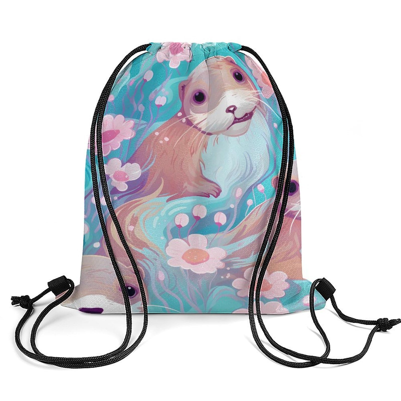 Cute Otter Drawstring Backpack Durable Sport Gym Bags Daypack for Men Women 35 * 42cm