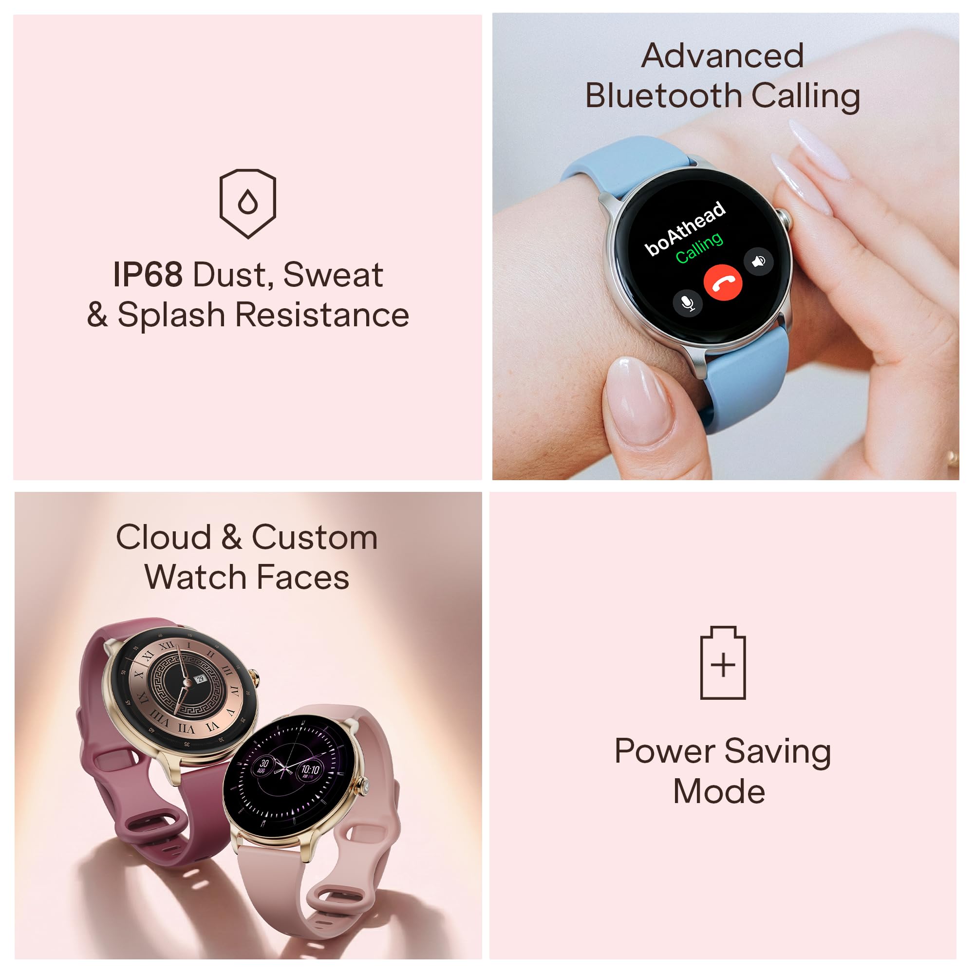 boAt Chrome Iris Fashion Smart Watch for Women - Elegant Ultra-Sleek Dial, Light-Weight Metal Body, 1.32" AMOLED Display, 1000 Nits, AOD, Female Wellness Tracking Watch for Woman (Velvet Wine) — Amazon image 8