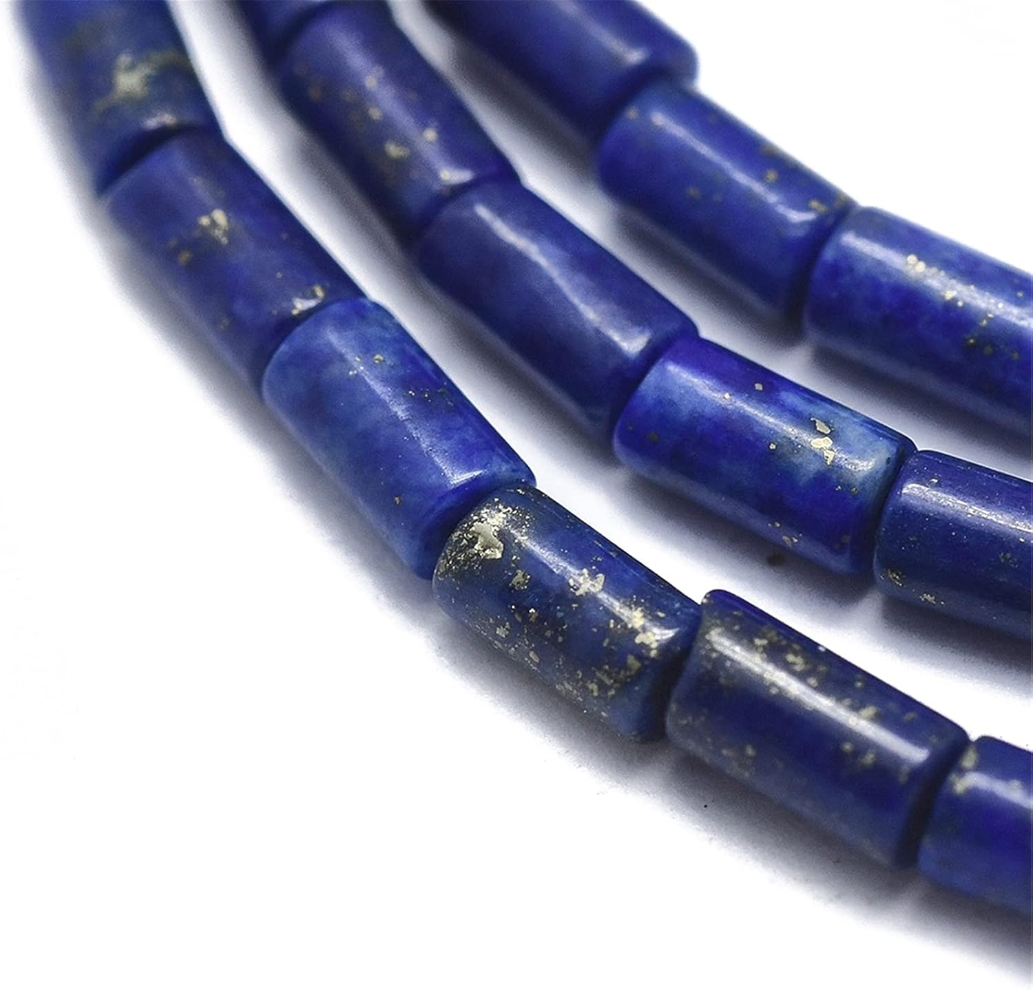 Fashewelry 194pcs Column Tube Natural Lapis Lazuli Gemstone Beads Healing Crystal Energy Stone Beads Polished Loose Spacer Beads 3.5-4mm for Bracelet Earring Necklace Jewelry Craft Making