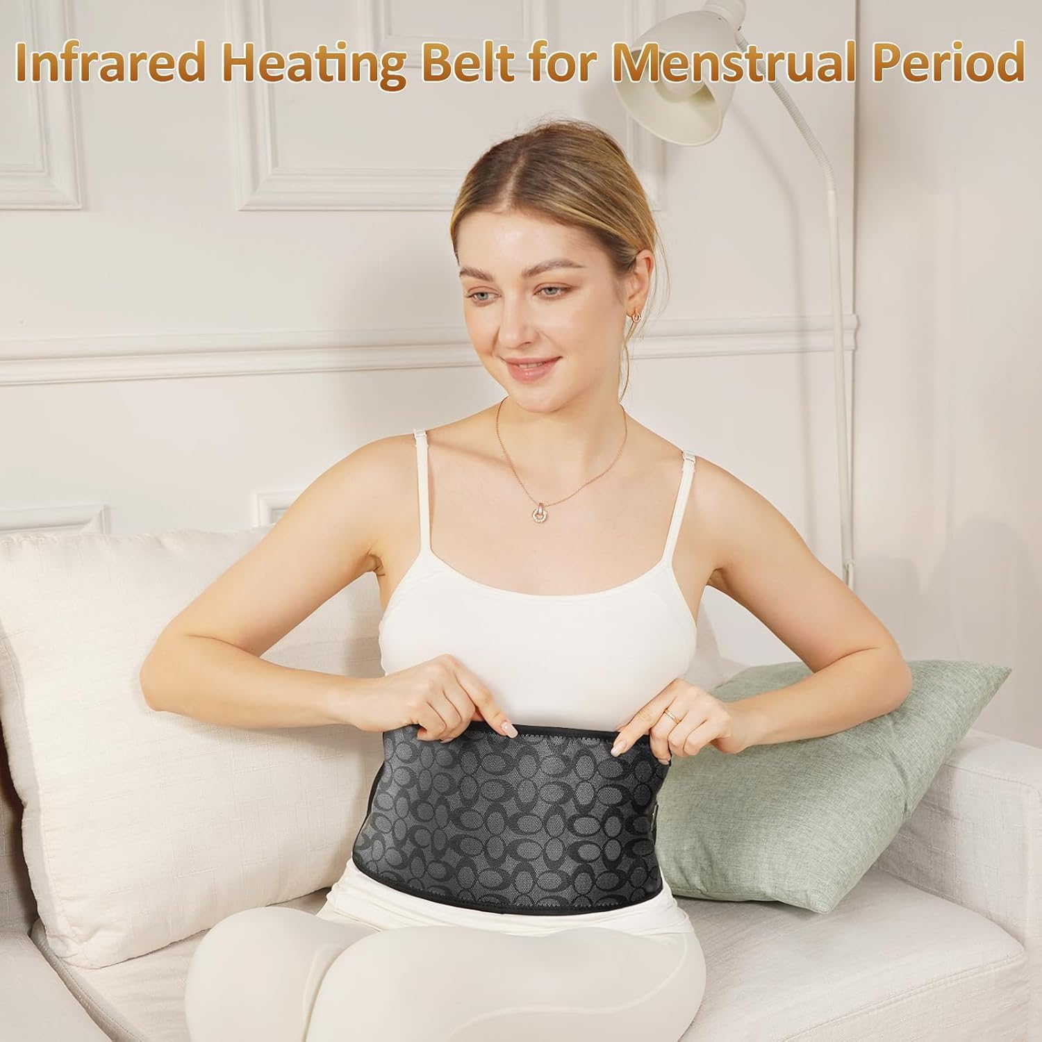 UTK Cordless Far Infrared Heating Pad for Back, Wireless Heating Belt for Waist, Lumbar, Abdomen, Electric 3 Heat Settings Up to 149℉,Natural Jade for Lower Back - Image 6