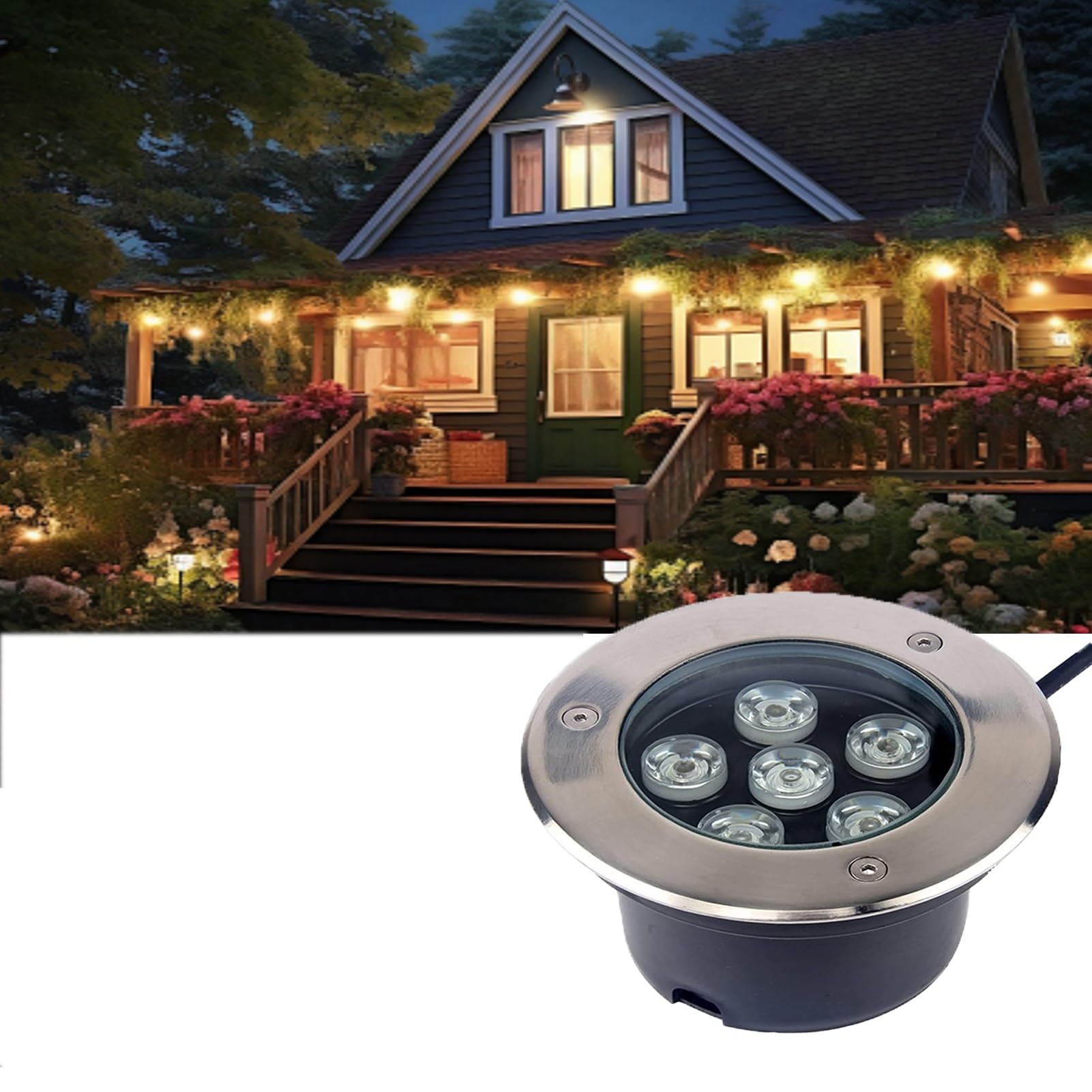 Faretto Subacquei - Luce Da Immersione A LED, Faretto Subacqueo Impermeabile IP68, Faretto LED Da Incasso Per Esterni A Bassa Tensione 24V, Faretto Da Incasso Per Esterni Da Incasso(Green,18W)