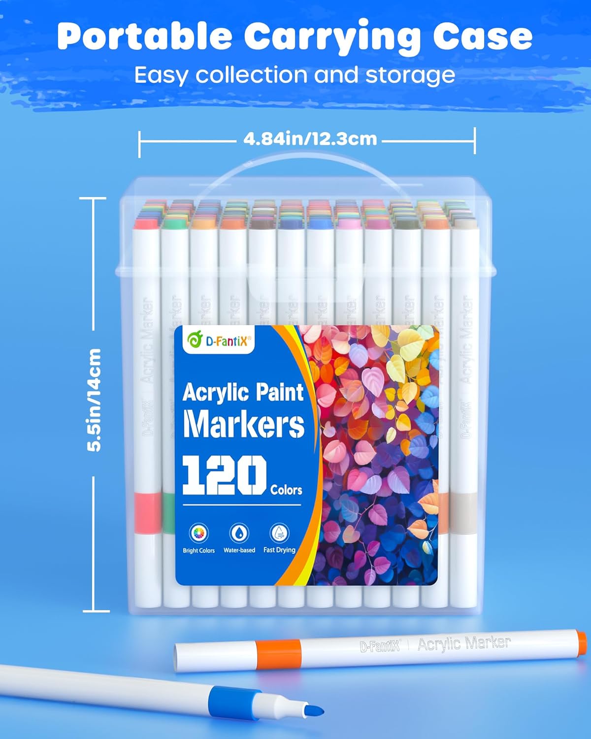 D-FantiX 120 Colors Acrylic Paint Markers for Kids Adults, Fine Tip Acrylic Paint Pens for Wood, Fabric, Glass, Canvas, Ceramic, Plastic, Rocks, Eggs, Shoe, DIY Arts and Crafts Scrapbook Supplies