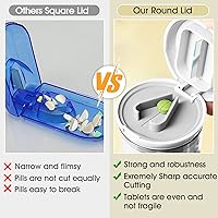 Vista 3 de White-1 - Divisor y cortador de píldoras, tritura tabletas, vitaminas, hoja de acero inoxidable, vaso extraíble para beber