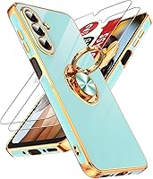 Vista 100 de LeYi para Funda de Teléfono Samsung Galaxy A13-5G: Protector de Pantalla de Vidrio Templado, Soporte Magnético Giratório de Anillo 360°, Borde Negro