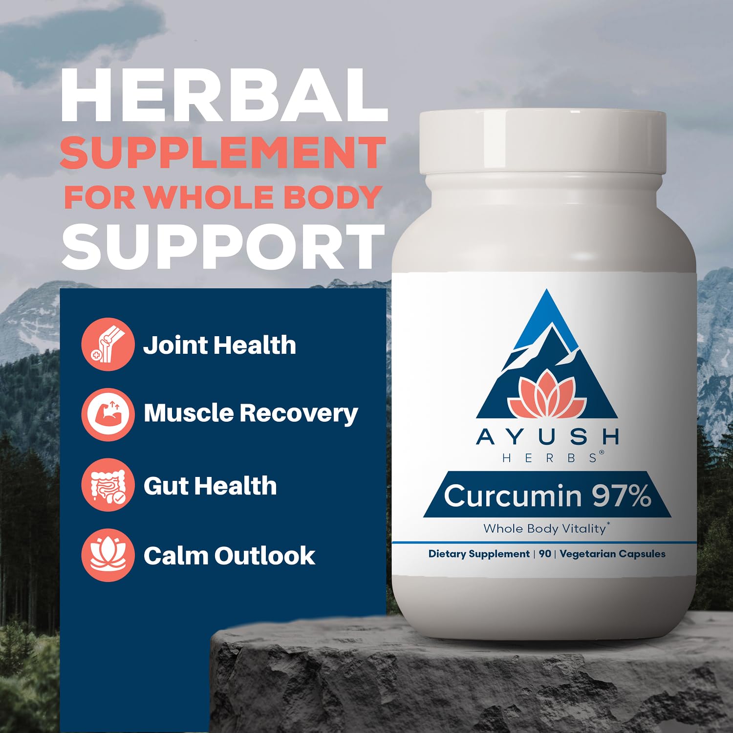 Ayush Herbs Curcumin 97%, Curcumin Supplements, Adults, 90 Servings — Amazon image 2