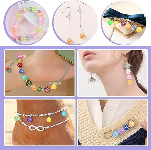 Miniatura 7 de TOAOB - 1680 cuentas de perlas de 0.236 pulgadas de colores surtidos, cuentas sueltas redondas de perlas de imitación con agujeros para decoración