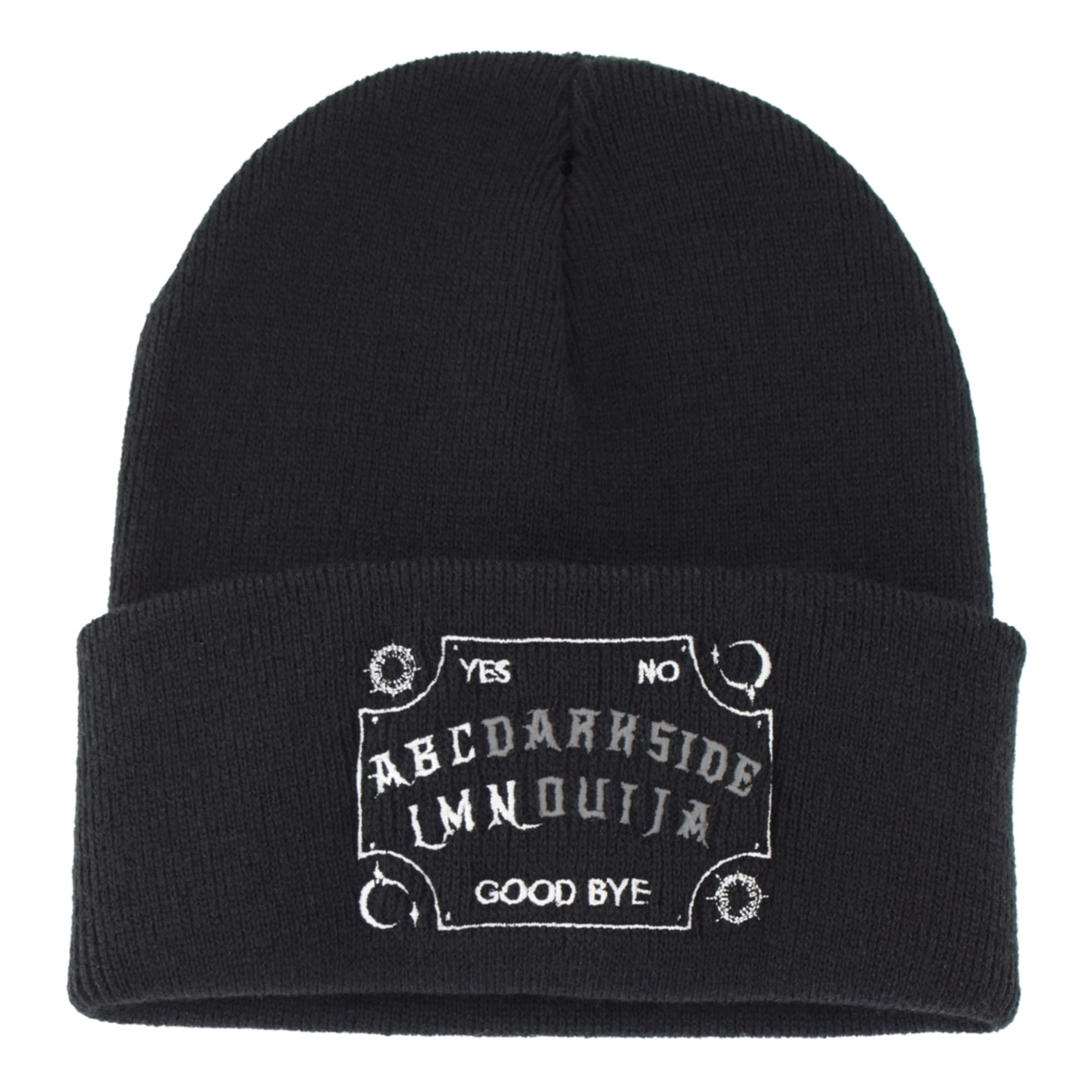 Darkside Clothing Ouija Board Beanie Occult Goth Metal Unisex Fashion Accessory Black Warm Fisherman Skull Hat