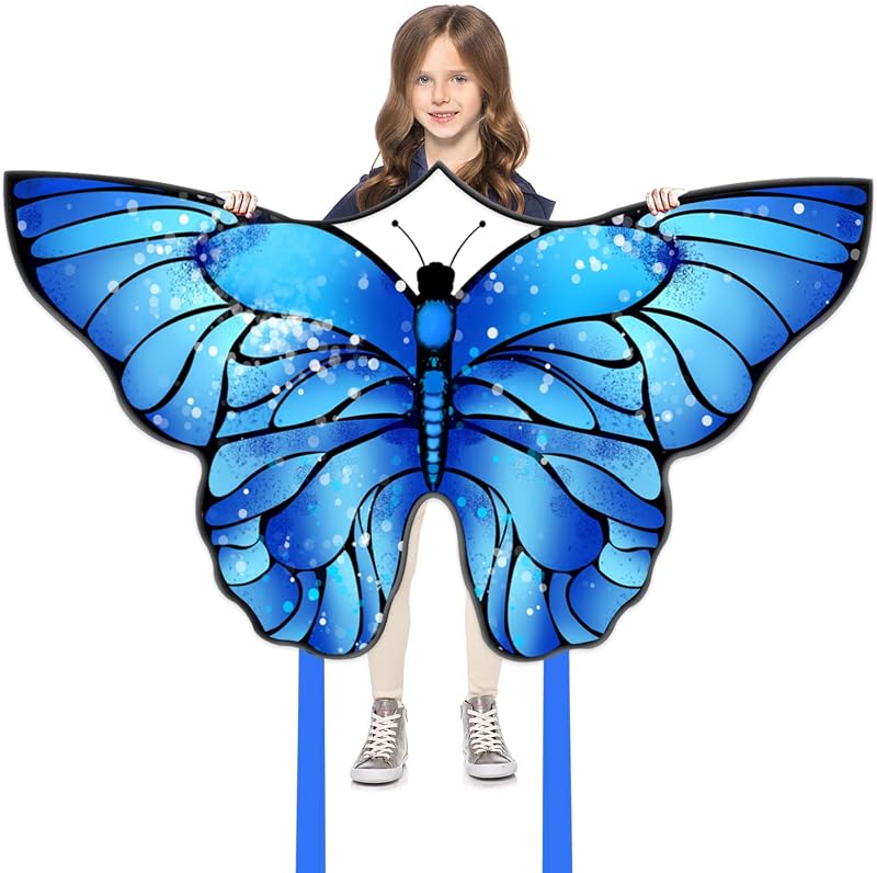 Butterfly Kite for Kids & Adults, Large Single Line Beach Kite Easy to Fly | 55×28in Butterfly Nylon Kite for Beginners, Kites for Kids Ages 4–12, 300ft String Included, Seaside Vacation & Beach Use