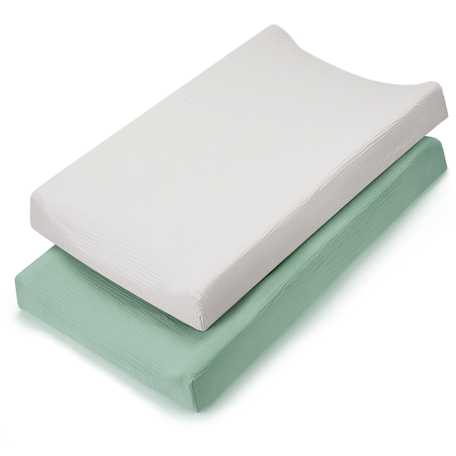 Accmor Muslin Baby Changing Pad Cover, 100% Cotton Universal Fitted Diaper Change Table Pad Covers for Girls Boys, Soft Breathable Changing Pad Sheets, 2 Pack