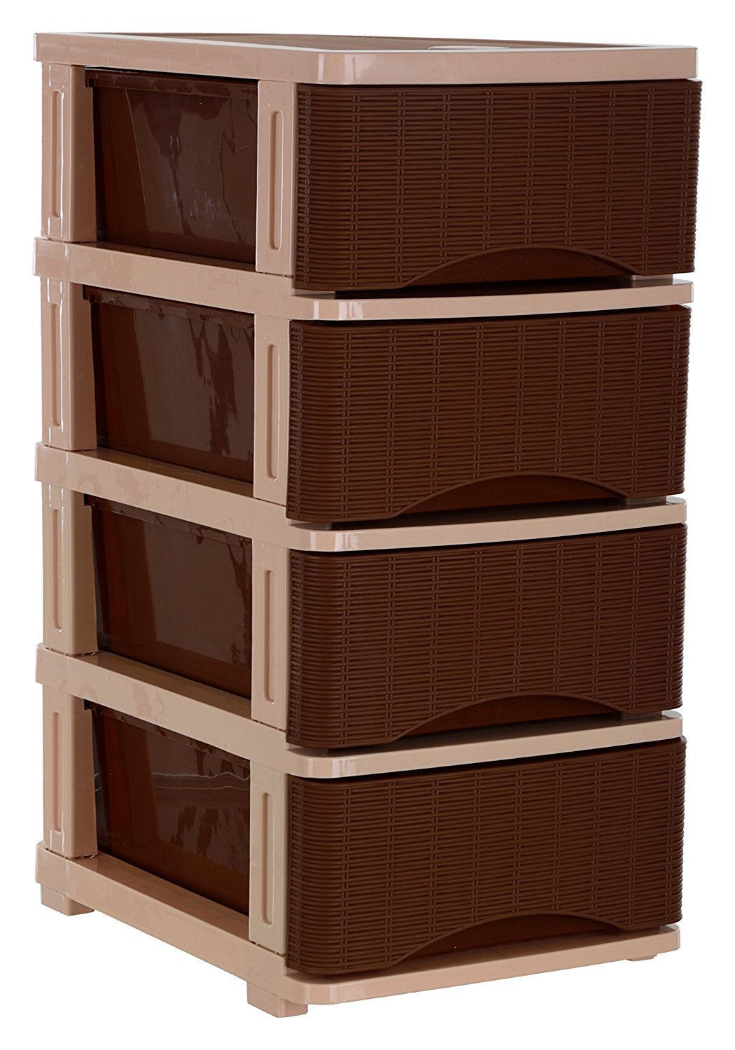 Nayasa Cane Tuckins No. 24 | Multi-Compartment Plastic Drawers | Storage Organizer | Multipurpose Plastic Modular Storage Organizer Box | 39.3 X 29.6 X 61.4 cm | Brown