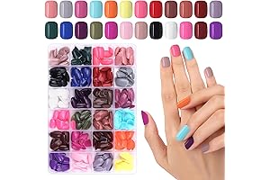 EBANKU 24 Colors Acrylic Short, Square Press On Nails