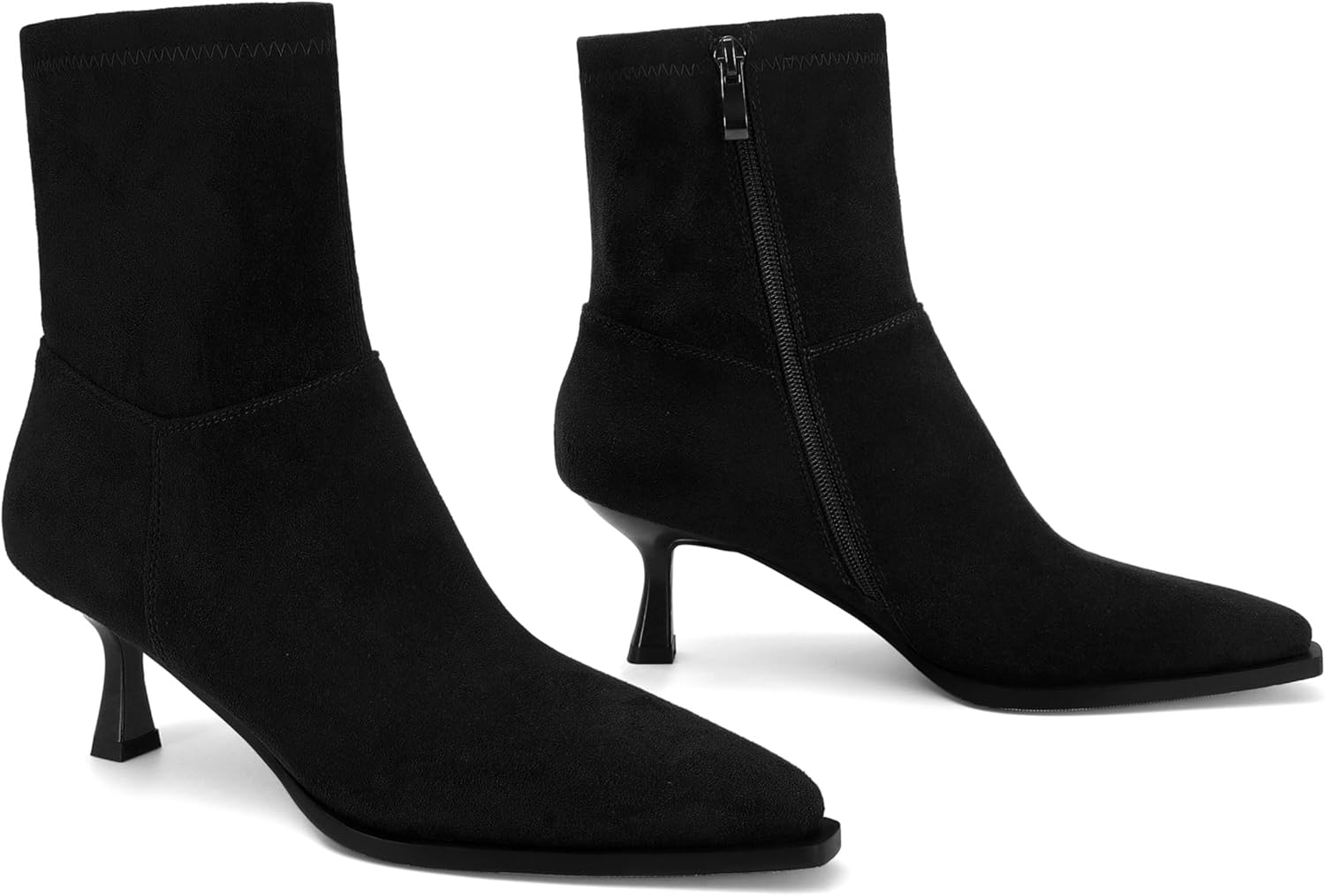 SOVANYOU Women's Dressy Ankle Boots Pointed Toe Kitten Heel Booties with Side Zipper Stylish Comfortable Black Short Boots - Image 4