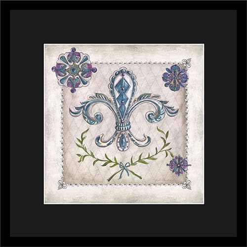 Royal Crown III por Kate McRostie 16 x 16 Art Print – Póster enmarcado (púrpura Fleur De Lis Graphic Pattern