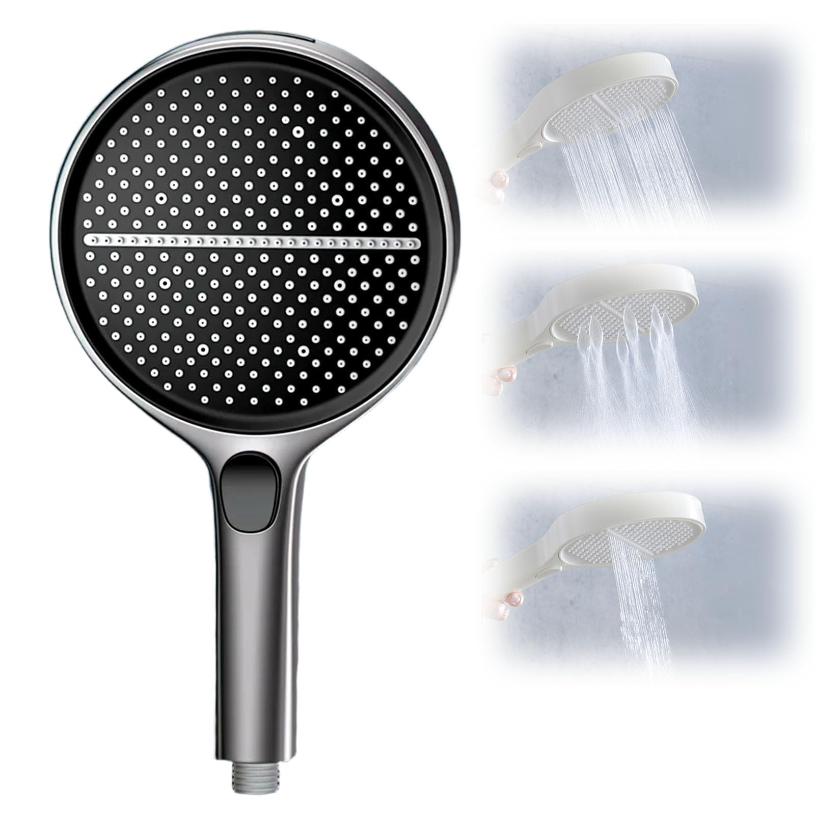 Pommeau de douche haute pression anticalcaire blanc et noir