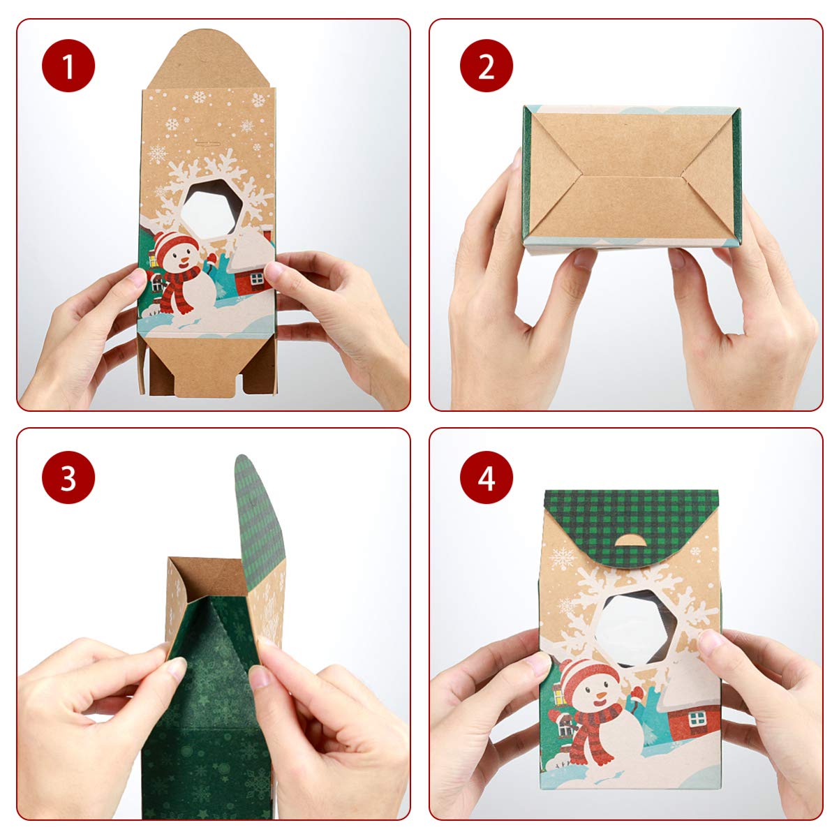 16Pcs Boîtes à Biscuits de Noël Boîtes à Bonbons en Papier Kraft Porte-Cadeaux Coffrets Cadeaux pour Les de Noël (11 x 7 x 19)
