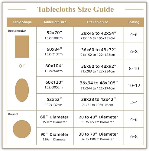 Miniatura 7 de Mantel blanco para mesas rectangulares de 60 x 84 pulgadas, mantel suave y pesado para comedor, cocina, fiesta, vacaciones de invierno, color dorado