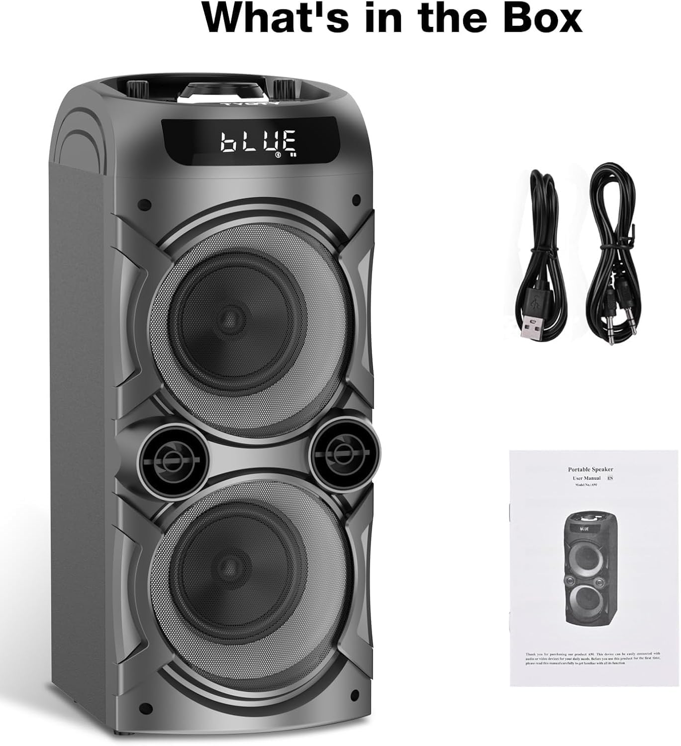 Altavoz Bluetooth portátil de 100 W Altavoz inalámbrico de alta potencia TWS Emparejamiento estéreo fuerte Graves profundos Gran altavoz de fiesta con subwoofer Luz de campo LED (Negro)