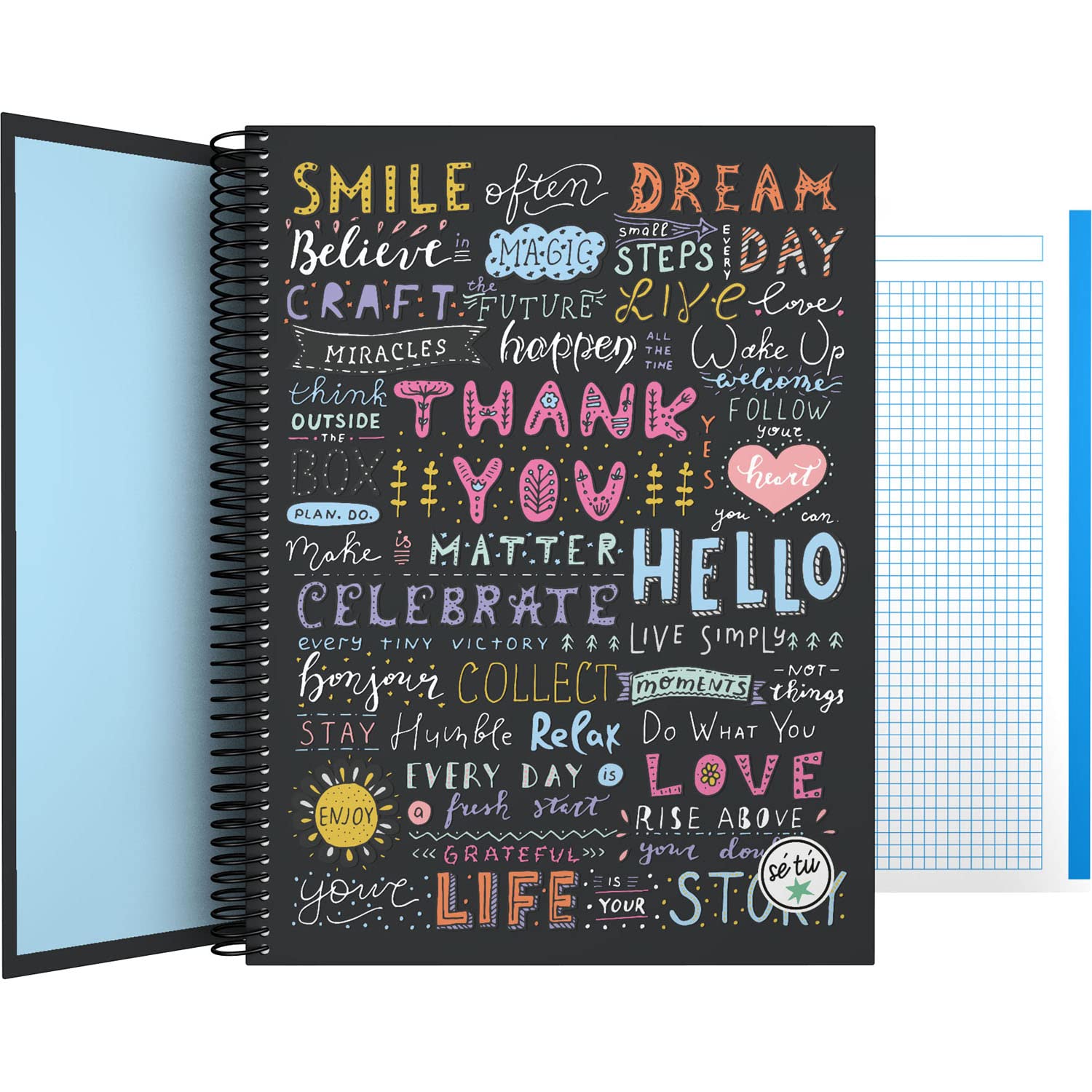 Grafoplás 16502661. Cuadernos A4, Tapa Dura, Cuadricula 5x5, 5 Bandas de Color, Colección Sé Tú, Story, Certificado FSC