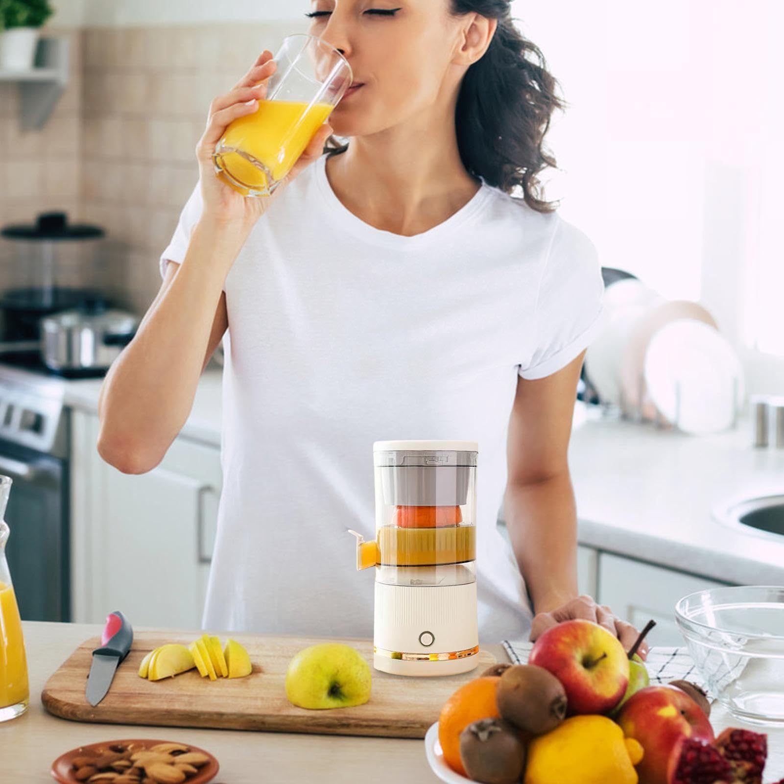 Exprimidor automático de cítricos, exprimidor eléctrico de naranja, licuadora de jugo portátil, máquina exprimidora de prensa de frutas, exprimidor de cítricos de 7.4 V, extractor de jugo de naranja,