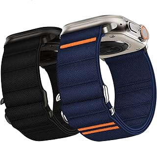 [Suitisbest] コンパチブルアップルウォッチ バンド 2本セット - apple watch バンド 超通気ナイロン 防汗スポーツ用 全サイズ対応 49mm 46mm 45mm 44mm 42mm 41mm 40mm 38mmメンズ向け運動軽量伸縮性設計 Apple Watch ベルト Ultra3/2/1/Series 11/10/9/8/7/SE/6/5/4/3/2/1 /SE対応