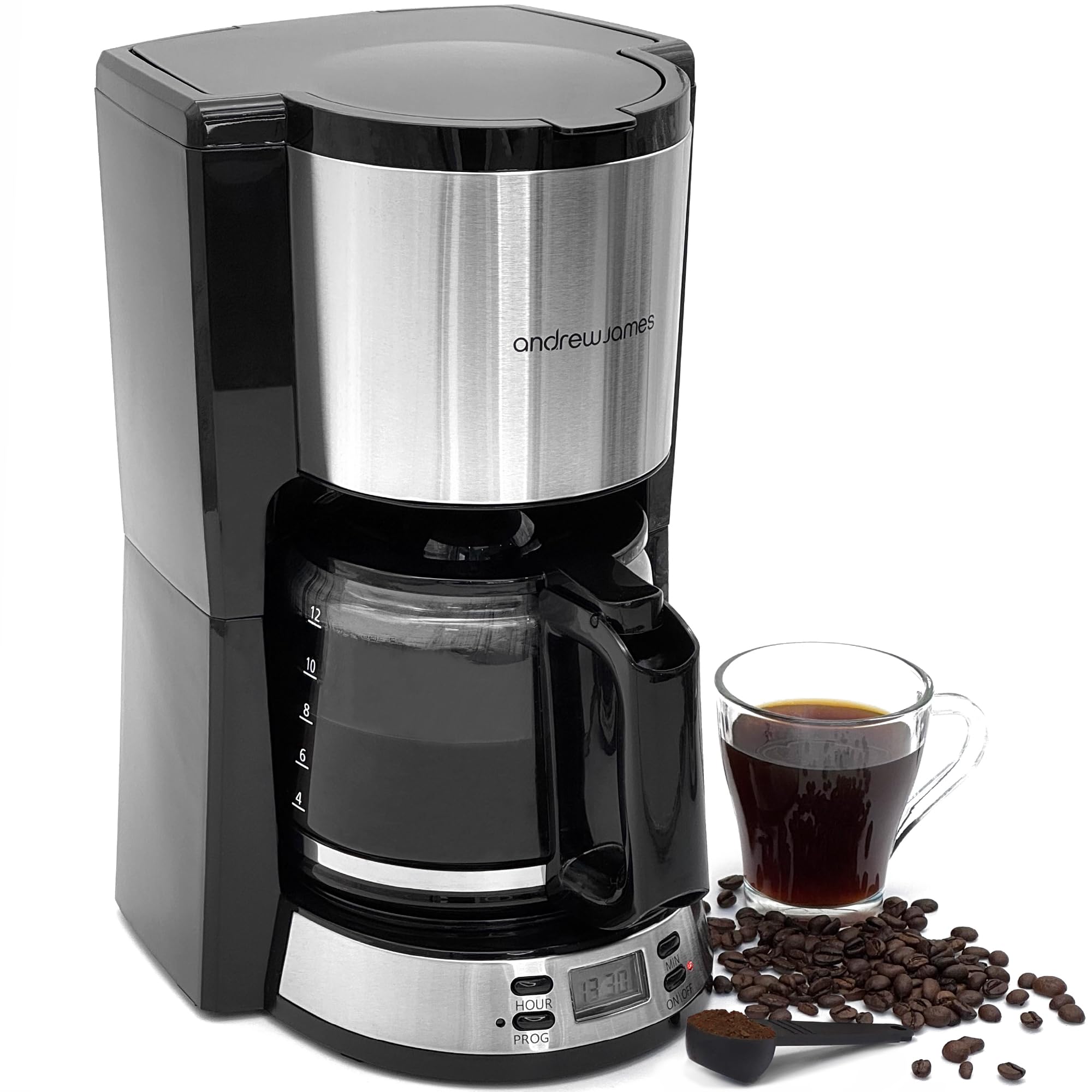 andrew james 1.5L Drip Filter Coffee Maker, Programmable Keep Warm