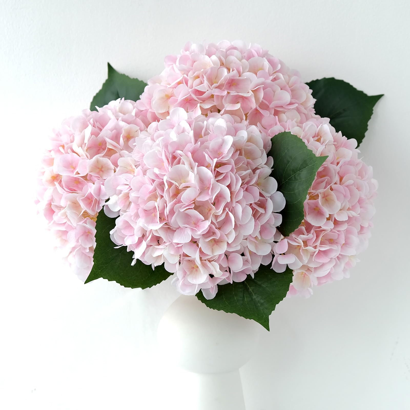 YalzoneMet 4Pcs Light Pink Silk Hydrangea