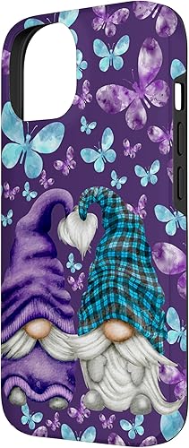 Miniatura 5 de Funda con diseño de mariposa para iPhone 15 Pro Max para mujer, diseño estético de gnomo morado