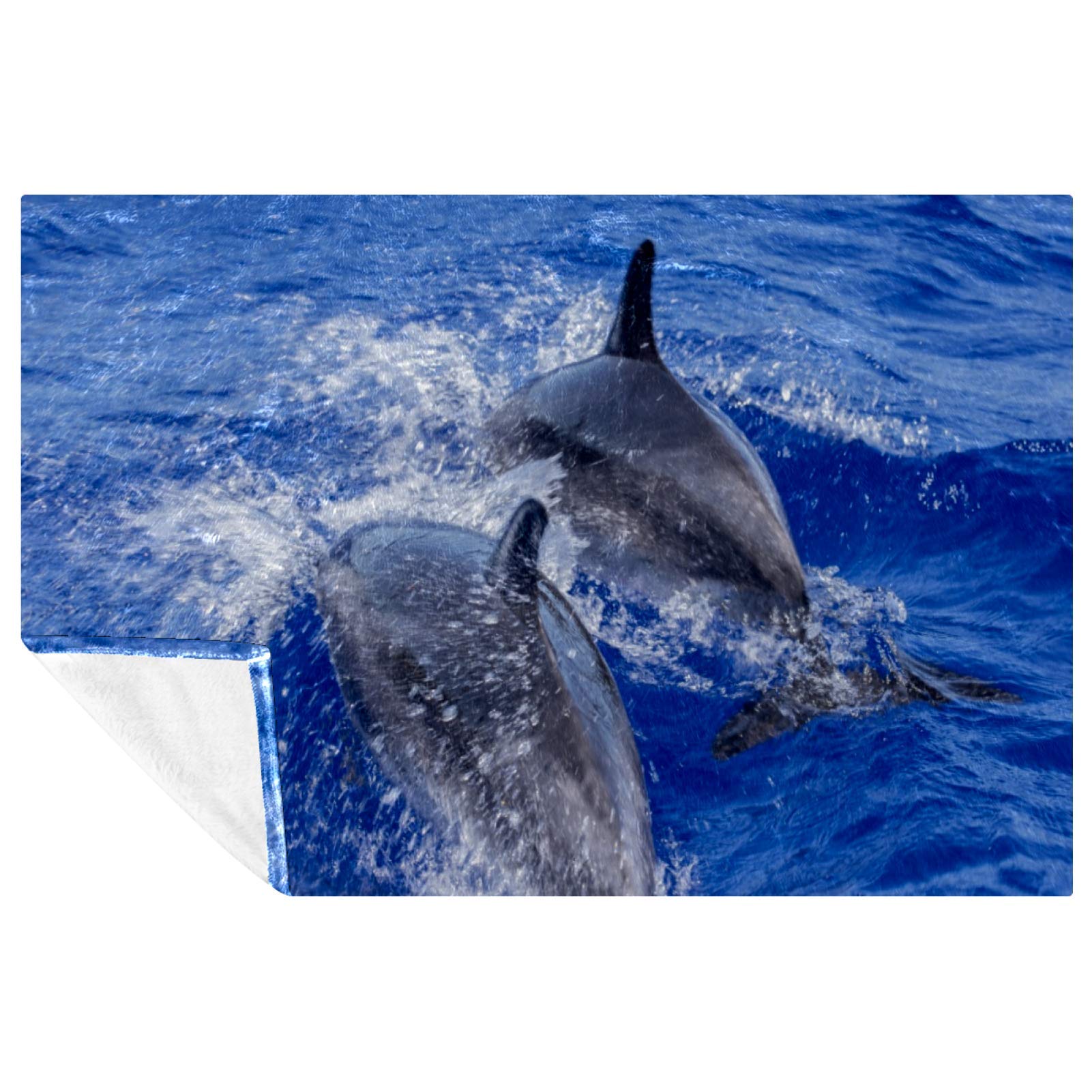 Couverture chaude imprimé dauphins pour lit canapé pique-nique 150x100