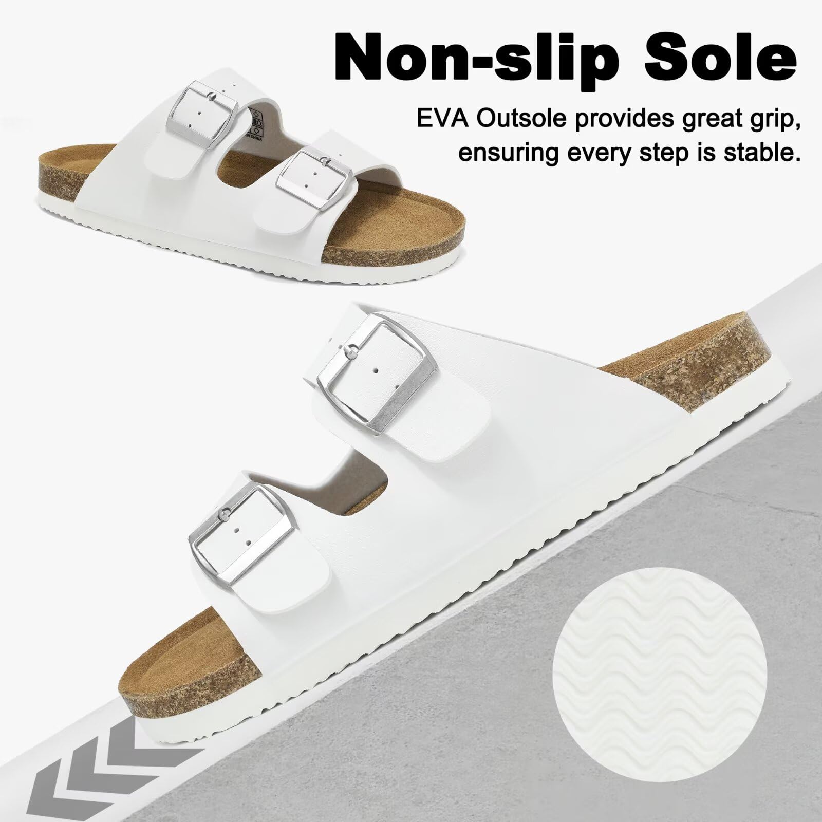 Sabot Pantofole Uomo Chiuse con Sottopiede in Sughero 41–46 EU | Sottopiede in Sughero, Comode, Fibbia Regolabile, Morbido e Confortevole, Suola Antiscivolo