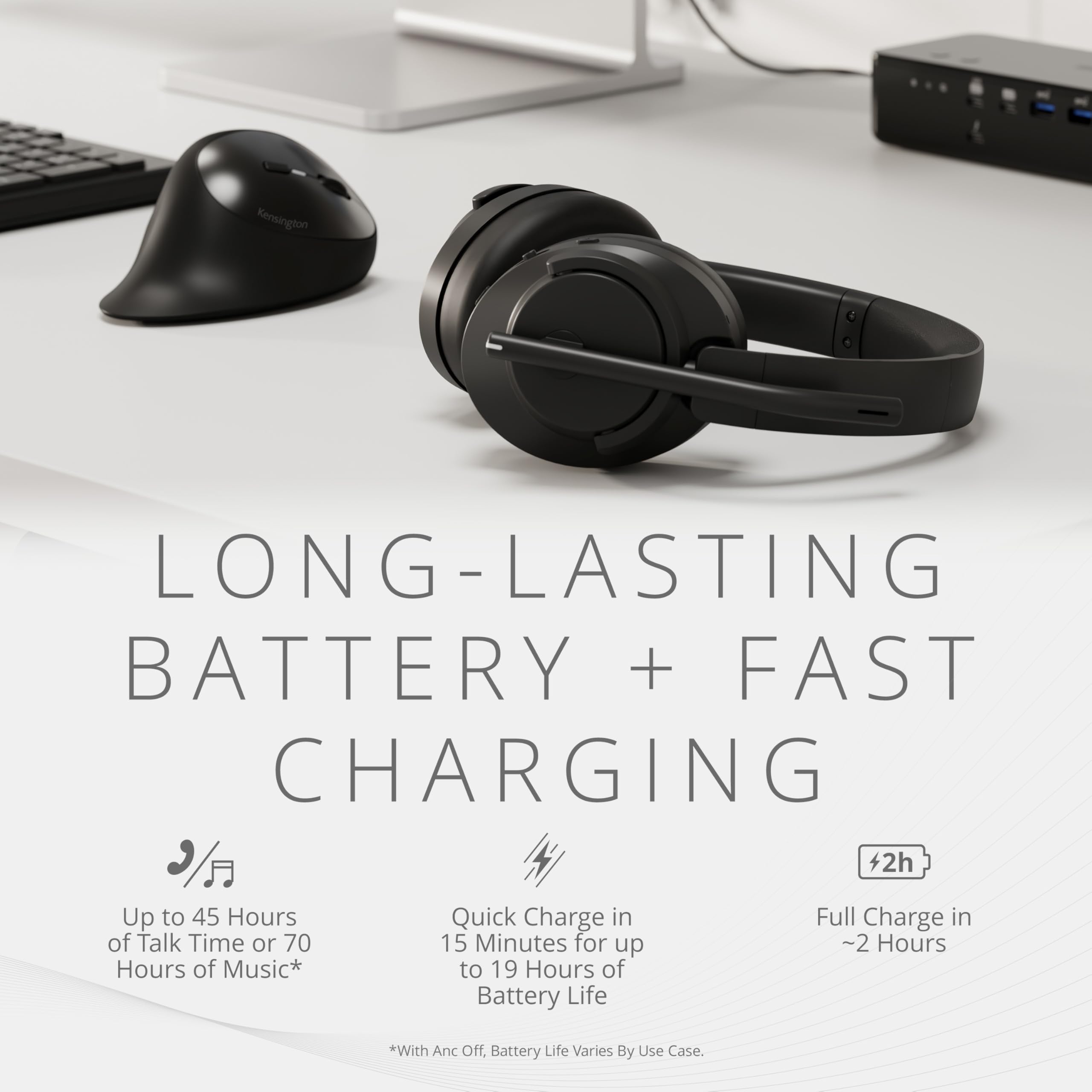 Słuchawki Kensington H950 USB‑C®/USB‑A – przewodowy zestaw słuchawkowy nauszny z mikrofonem ENC, Plug & Play do Windows/Mac/PC/urządzeń mobilnych, czarny, K97469WW