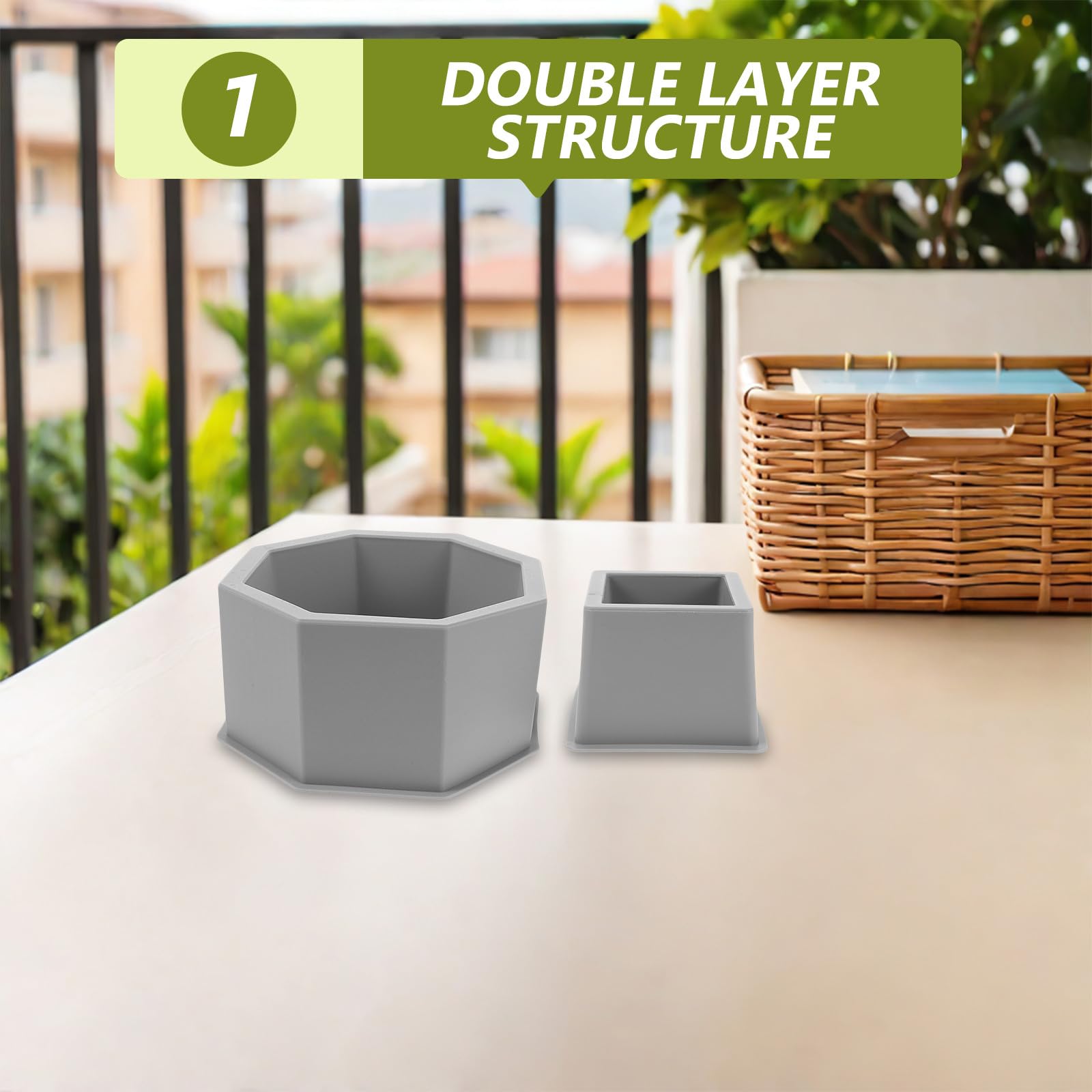 TOYANDONA 2 moldes de Silicona para macetas de Cemento, hexagonales y Cuadrados, para macetas de hormigón, para Bricolaje, jarrones de jardín, etc.