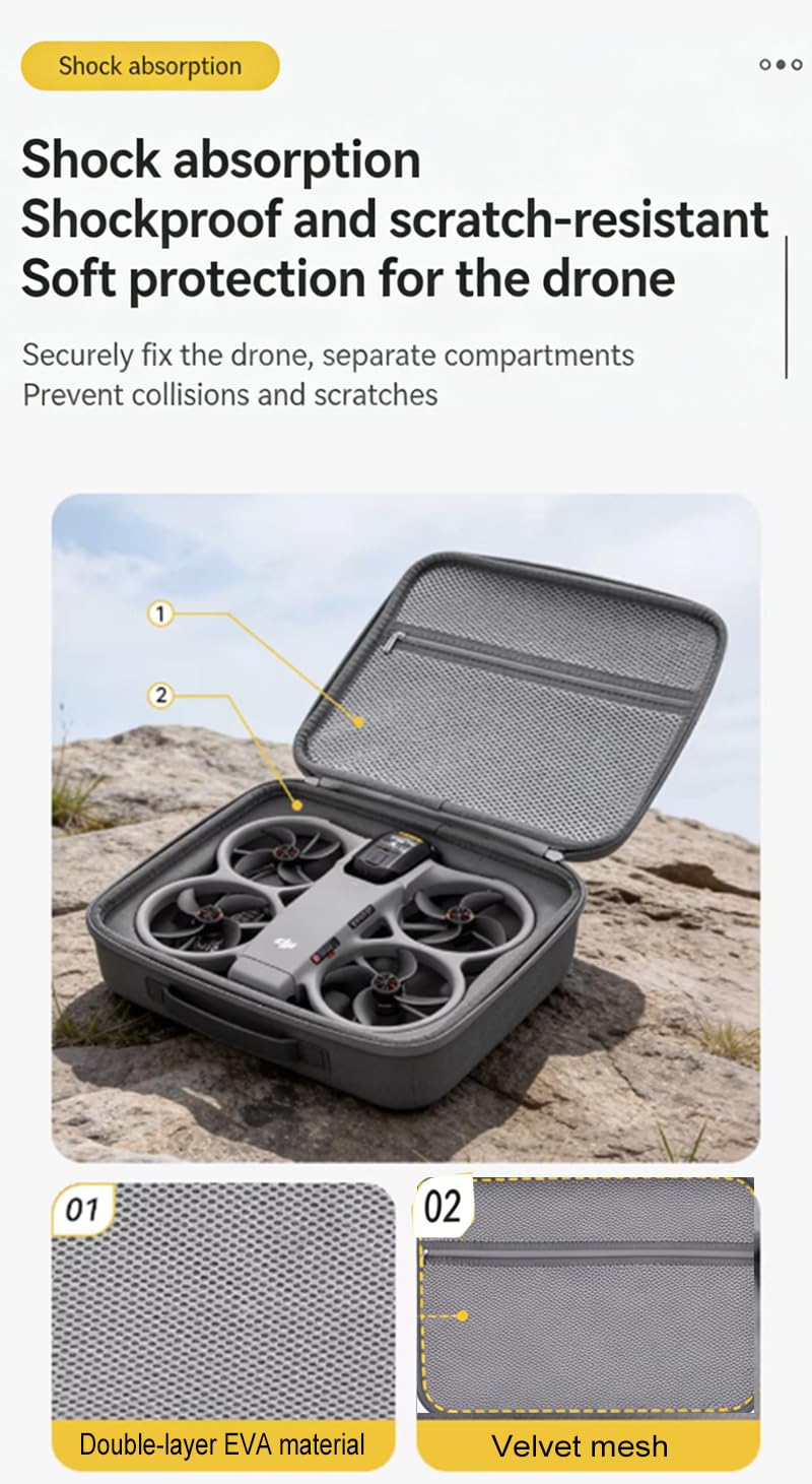 Przenośna torba do przenoszenia kompatybilna z DJI Avata 360, odporna na wstrząsy torba do przechowywania akcesoriów do dronów Avata 360, Szary, Przenośna, mocna torba transportowa