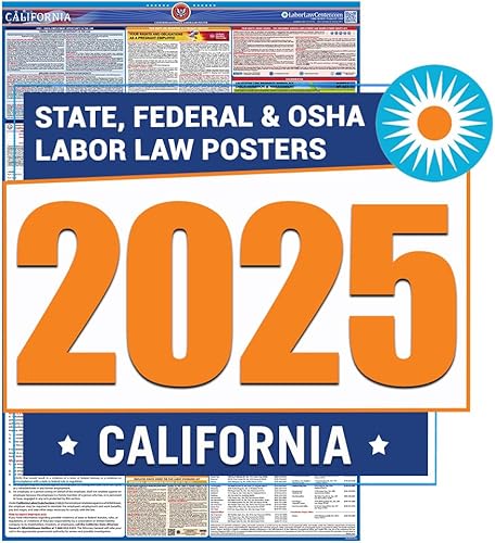 Último póster de la ley laboral de California 2024  Estado, federal, cumple con la OSHA  Publicación requerida en el lugar de trabajo para empleados