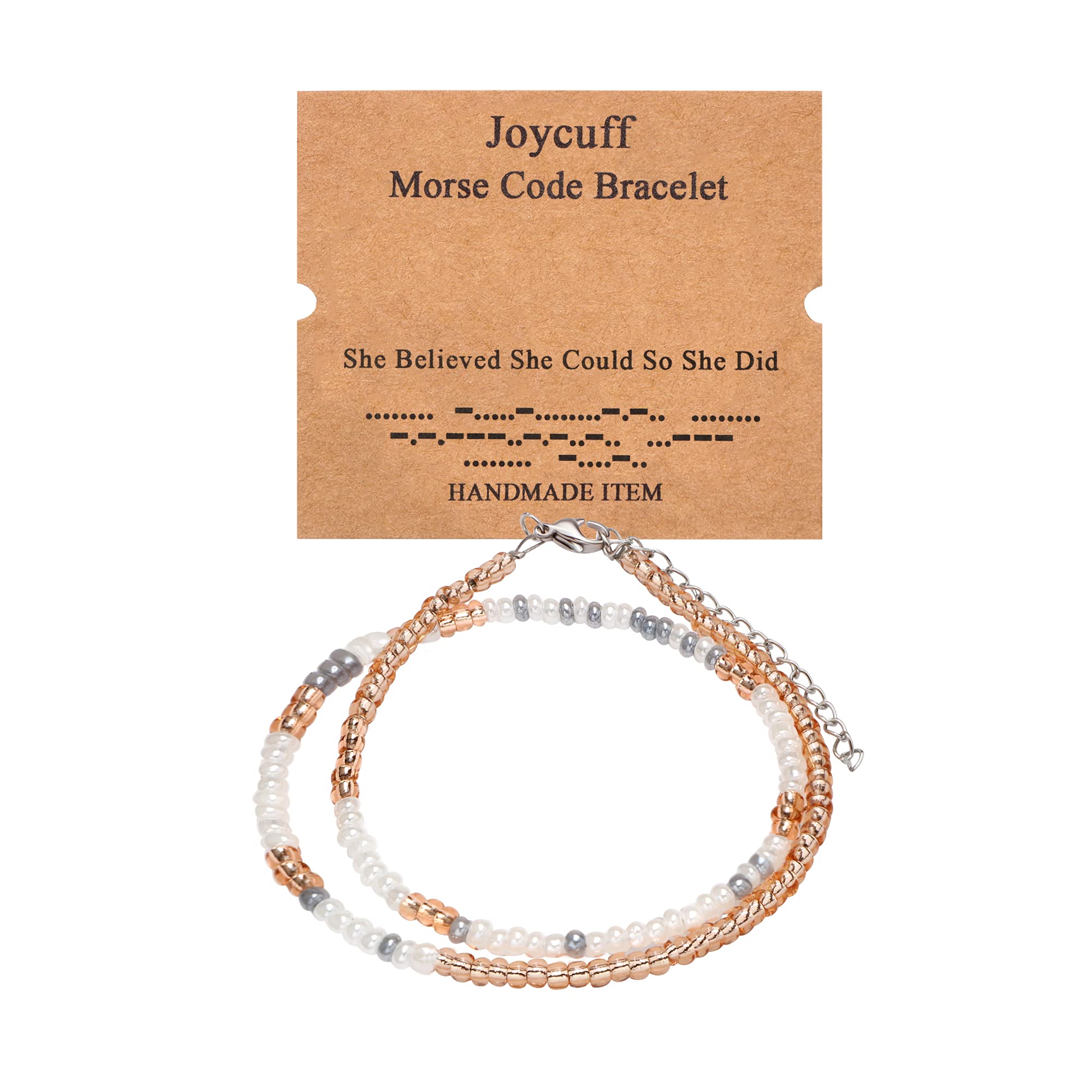 JoycuFFMorse Code Bracelets for Women Funny Inspirational Jewelry Birthday Chritmas Gifts for Mother Aunt Daughter Sister Best Friend Adjustable Bead Wrap Bracelets