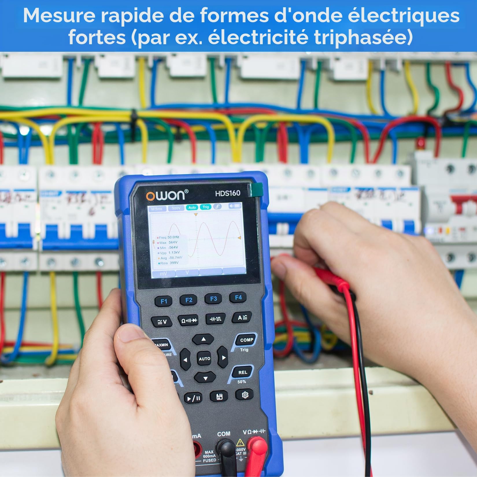 OWON HDS160 Oscilloscope multifonction 2 en 1, bande passante MHz, écran IPS 2,8 pouces, 60000 points, multimètres numériques 4 1/2 pouces et oscilloscope numérique 1 canal