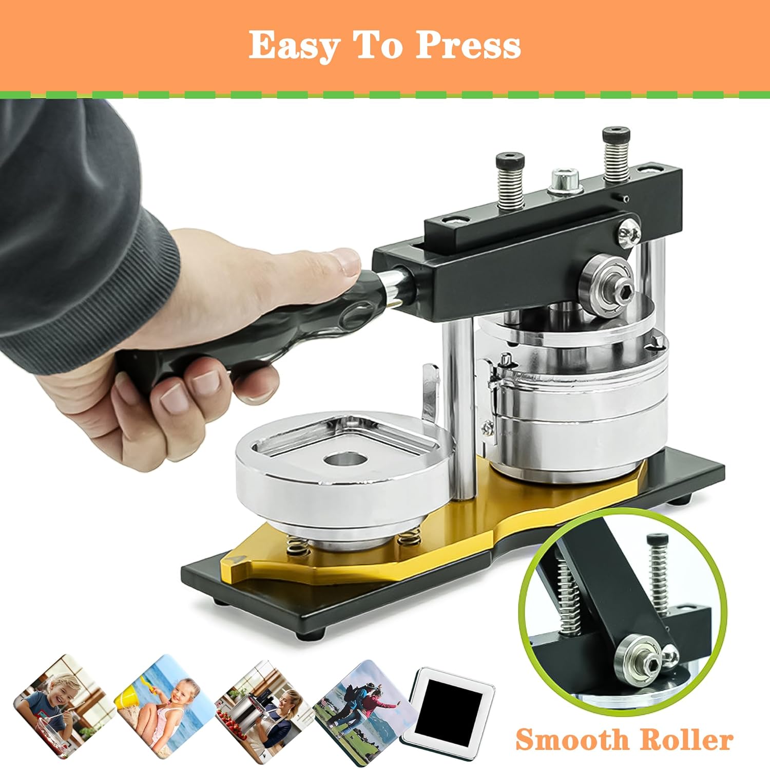 DIY Square Fridge Magnet Maker Machine - 2x2 Inch ABS Lightweight Badge Press with Paper Cutter & Materials, for Photo/Refrigerator Stickers (Machine + 100pcs Materials)