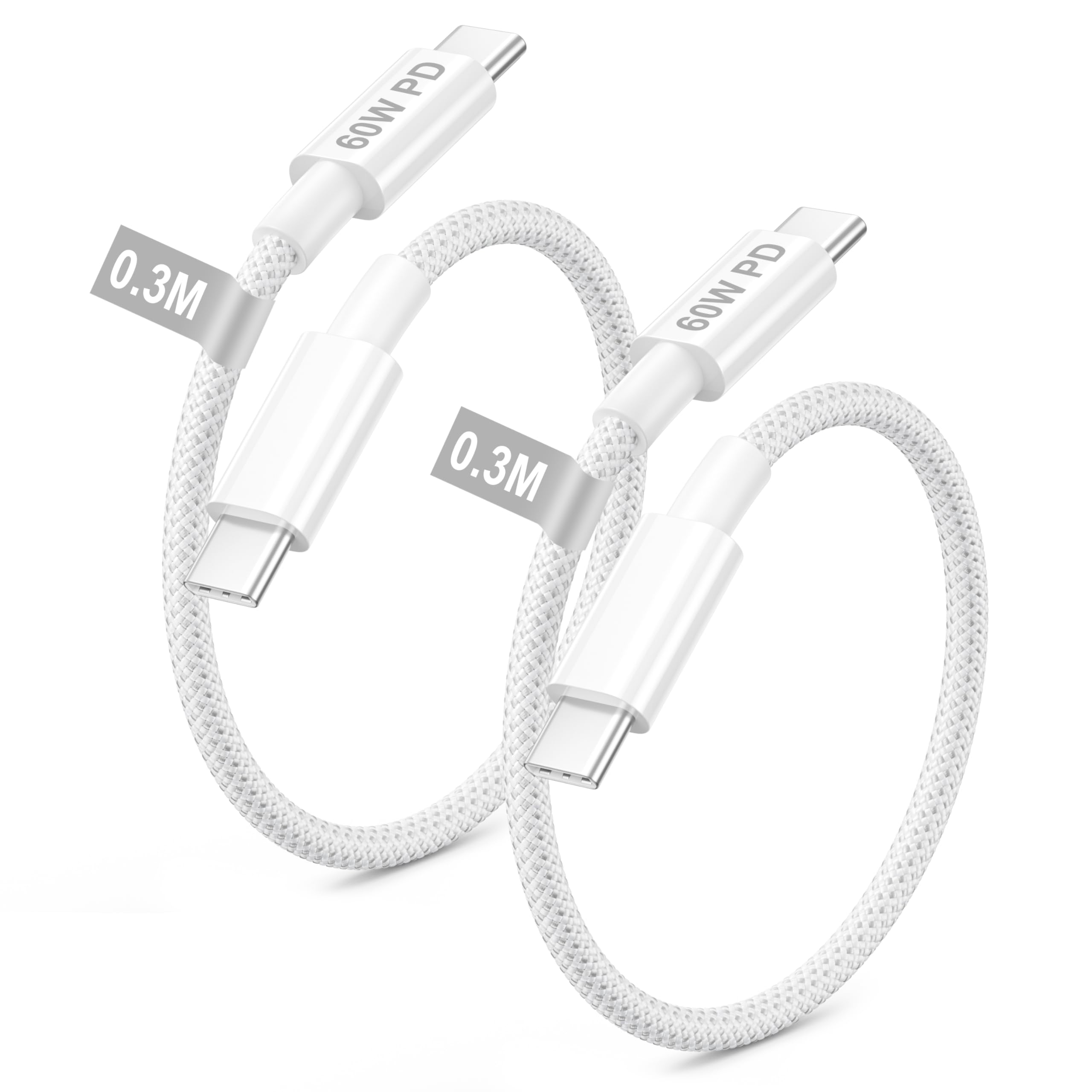 iPhone 15 16 17 Ladekabel 0.3M 2Pack, 60W USB C auf USB C Kabel 0.3M Kurzes Ladekabel USB C Schnellladekabel Typ C Ladekabel für Apple iPhone Air/17 16 15 Pro Max/Plus/,iPad Pro/Air/Mini 6 7/10 11 Gen