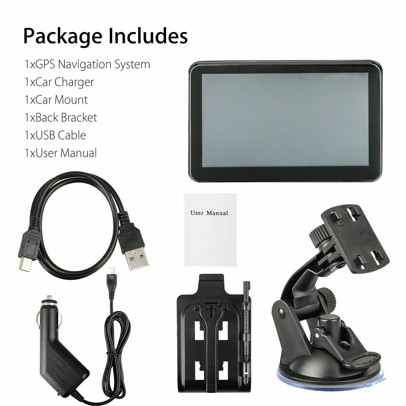 Baceyong 7 Zoll tragbarer Auto-GPS-Navigator, geeignet für LKW, Autos, kapazitive Touchscreens, HD-Karten, FM, 3D-Autokonsolen