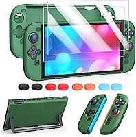 Vista 5 de FYOUNG Protective Case for Switch, Slim Hard Shell for Switch Accessories, Scratch&Shock Protection Cover with Screen Protector, 8 Thumb Grip(Clear