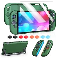 Vista 8 de FYOUNG Protective Case for Switch, Slim Hard Shell for Switch Accessories, Scratch&Shock Protection Cover with Screen Protector, 8 Thumb Grip(Clear