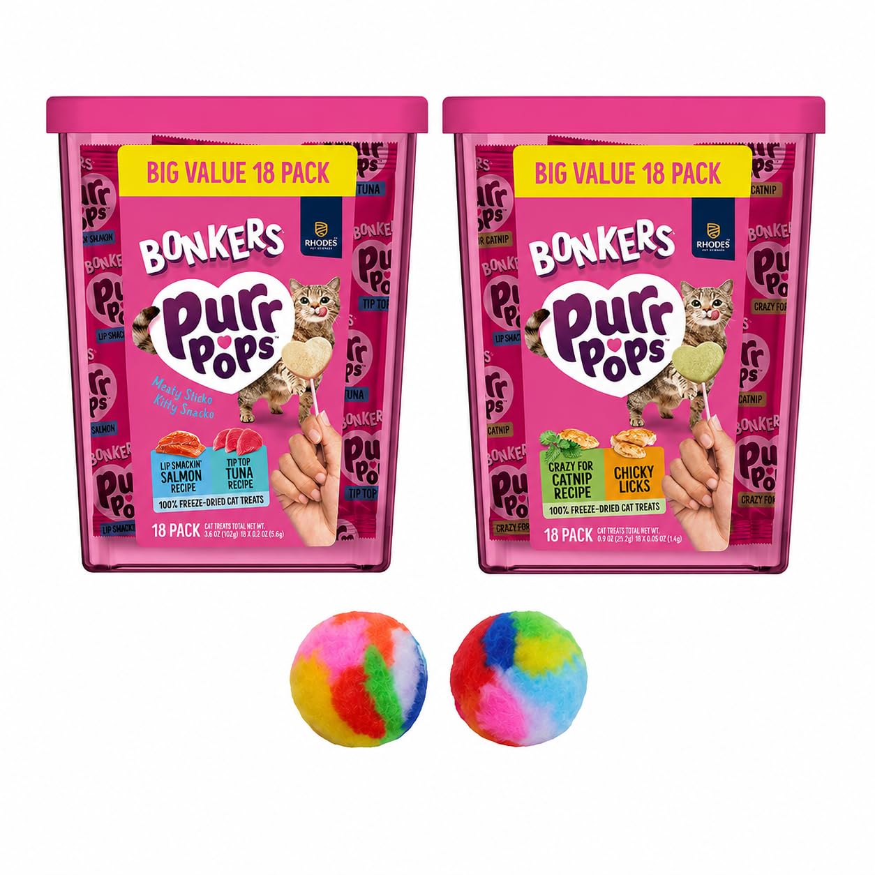 Amazon.com: Bonkers Purrpops Freeze-Dried Cat Treats, 2-18 Pack